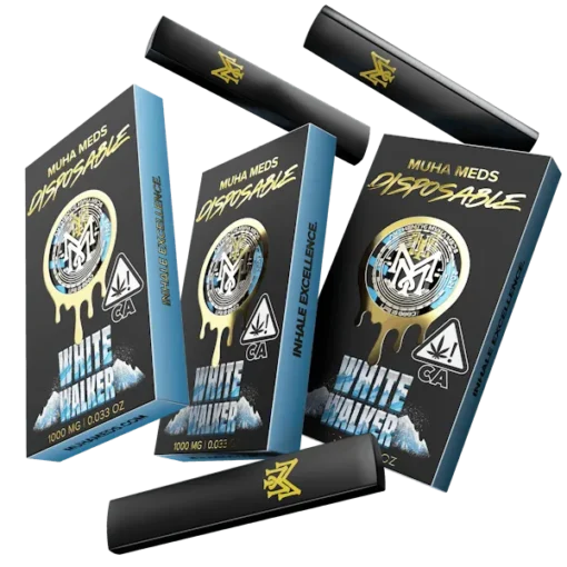 Muha Med White Walker Disposable 1000MG vape pen with icy, frosty-themed design