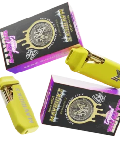 Muha Med Tropical Runtz Maverick Disposable vape pen with vibrant tropical-themed design