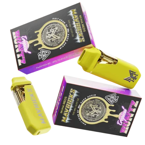 Muha Med Tropical Runtz Maverick Disposable vape pen with vibrant tropical-themed design