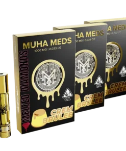 Muha Med Creme Brule Melted Diamonds Cart– hybrid cannabis cartridge with dessert-inspired flavors and smooth, potent effects