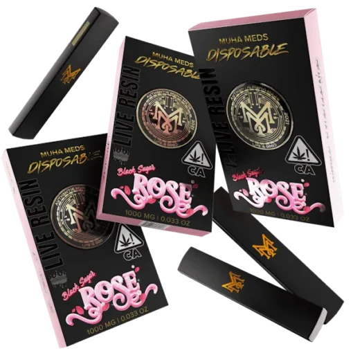 Black Sugar Rose Dispo Live Resin – hybrid disposable vape with sweet black sugar and floral flavor profile.