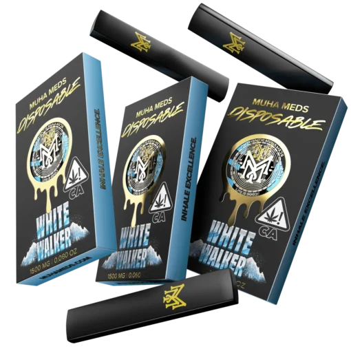 Muha Med White Walker Disposable 1500MG vape pen with icy, frosty-themed design