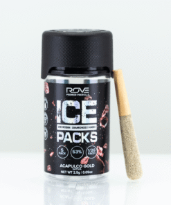 Rove Acapulco Gold Infused Ice Packs featuring tropical sativa flavor, uplifting effects, and convenient portable cannabis infusion