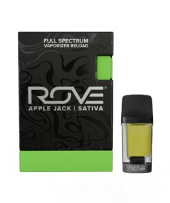 Rove Apple Jack Vape Cart featuring sativa-dominant strain with crisp apple flavor, uplifting effects, and smooth, flavorful hits
