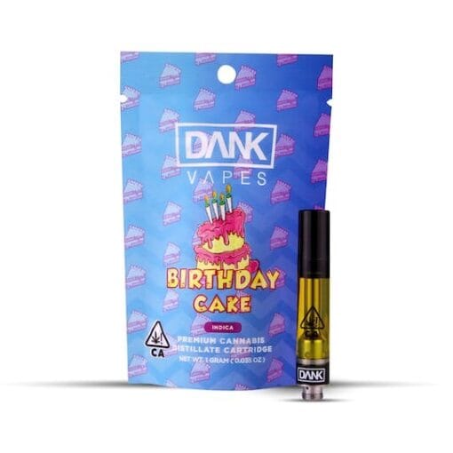 BIRTHDAY CAKE-1G PREMIUM THC CARTRIDGE with 5 powerful benefits, rich dessert flavor, smooth hits, and one potent drawback