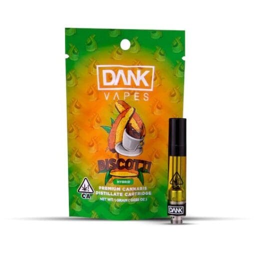 BISCOTTI-1G PREMIUM THC CARTRIDGE with 5 powerful benefits, rich dessert flavor, smooth hits, and one potent drawback