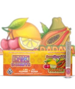 DANK DONUTS-LEMON CHERRY GELATO x PAPAYA-2G ROSIN HOLE JOINT, premium cannabis rosin