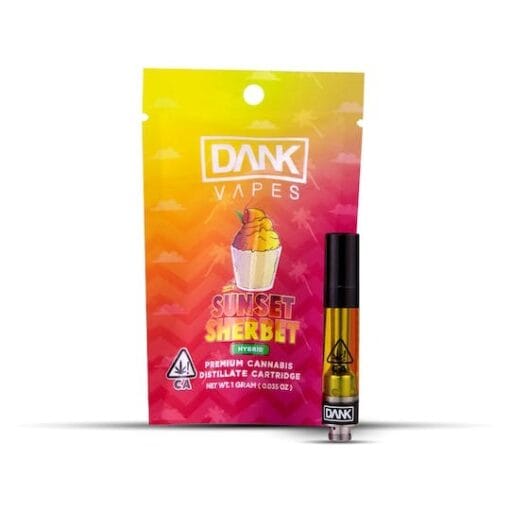 SUNSET SHERBET 1G Premium THC Cartridge with sweet, fruity flavor and smooth, potent vapor”