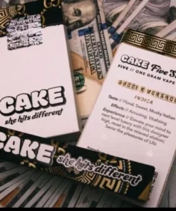 Gucci X Versace Cake Gen 3 Disposable 1G vape pen with sweet exotic flavor, fruity undertones, earthy finish, smooth hits, and premium potency