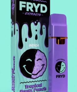 Tropical Runtz Punch Fryd Carts disposable vape with bold tropical fruit flavors, sweet candy undertones, smooth hits, premium THC live resin, authentic Fryd candy-inspired vape product