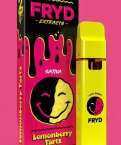 Lemonberry Tartz Fryd Carts disposable vape with sweet, tangy lemon-berry flavor, smooth hits, premium THC live resin, authentic Fryd vape product