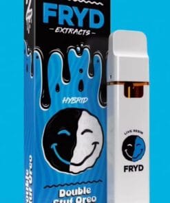 Double Stuf Oreo Fryd carts disposable vape with creamy chocolate and vanilla cookie flavor, smooth hits, premium THC live resin, authentic Fryd vape produc