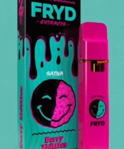 Berry Zkittles Fryd carts disposable vape with sweet and tangy berry candy flavor, smooth hits, premium THC live resin, authentic Fryd vape product