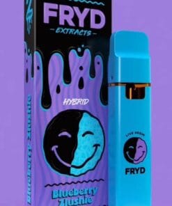 Blueberry Zlushie Fryd Carts disposable vape with sweet and refreshing blueberry flavor, smooth hits, premium THC live resin, authentic Fryd vape product.