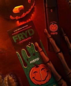 Cactus Jack Fryd carts disposable vape with bold, fruity tropical candy flavor, smooth hits, premium THC live resin, authentic Fryd vape product.