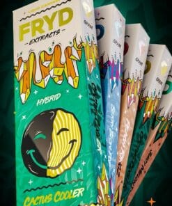 Cactus Cooler Fryd carts disposable vape with sweet, tangy citrus and tropical soda flavor, smooth hits, premium THC live resin, authentic Fryd vape product