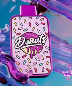 Grape Jelly Donuts By Fryd disposable vape cart with sweet, fruity grape flavor, donut undertones, smooth hits, premium THC live resin, authentic Fryd vape product