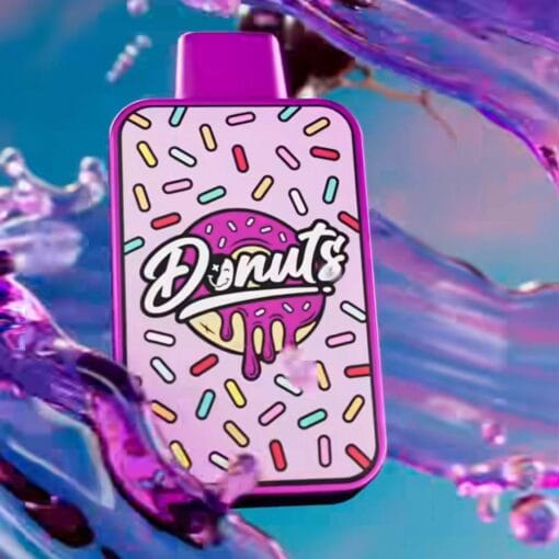 Grape Jelly Donuts By Fryd disposable vape cart with sweet, fruity grape flavor, donut undertones, smooth hits, premium THC live resin, authentic Fryd vape product