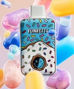 Funfetti Donuts By Fryd disposable vape cart with sweet, colorful donut flavor, sprinkles, smooth hits, premium THC live resin, authentic Fryd vape product